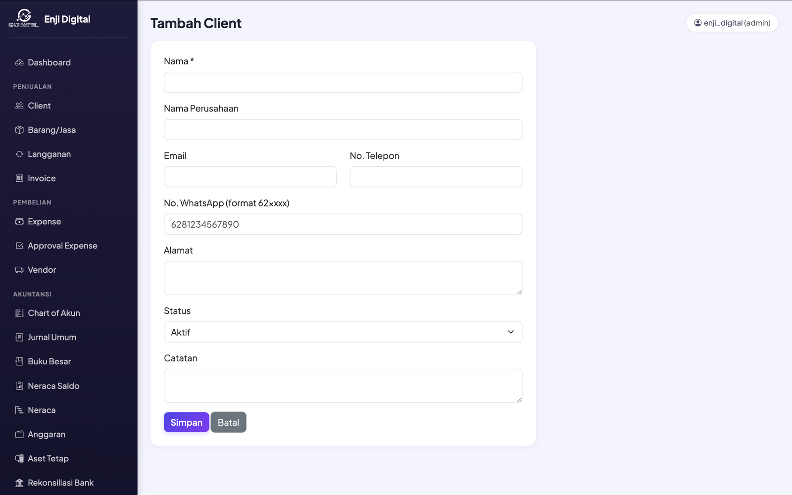 Tampilan E-Staff